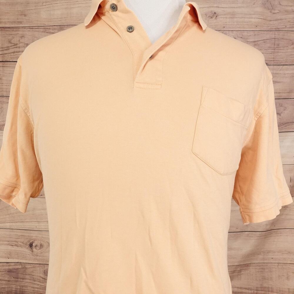 Jos. A. Bank Polo Shirt Mens Medium Orange Solid 100% Cotton Pocket‎ Jersey